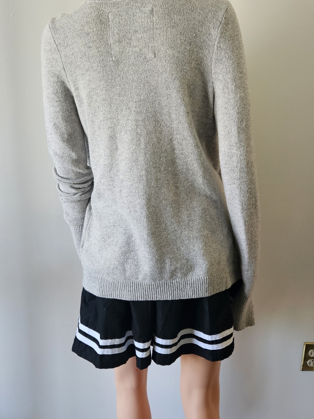 Hollister Light Gray Open-Front Shawl Collar Cardigan Sweater - Picture 5 of 8